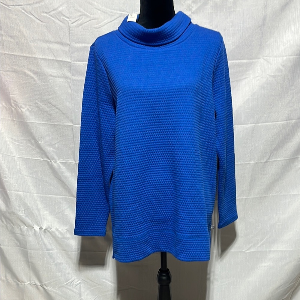 Talbots Bubble Jacquard Quilted Mockneck Pullover NWT